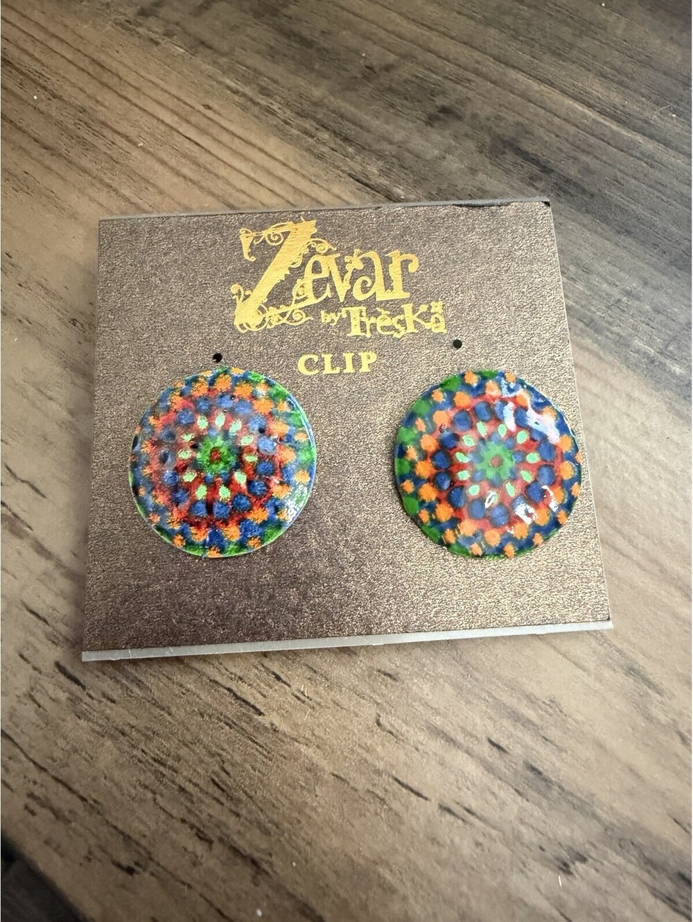 Zevar by Treska clip-on drop earrings VINTAGE New Colorful - Picture 1 of 2